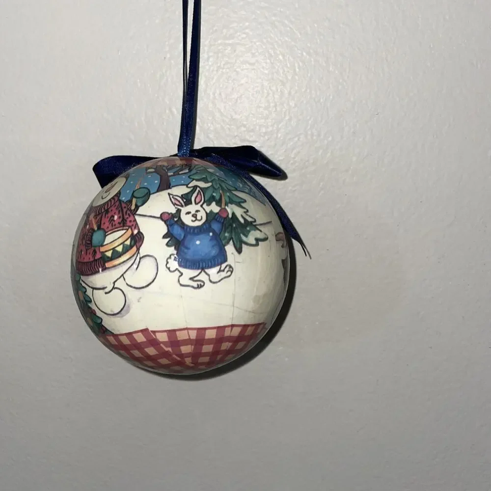 Vintage Snowman Family Ornament Marching Band Christmas Tree Ball